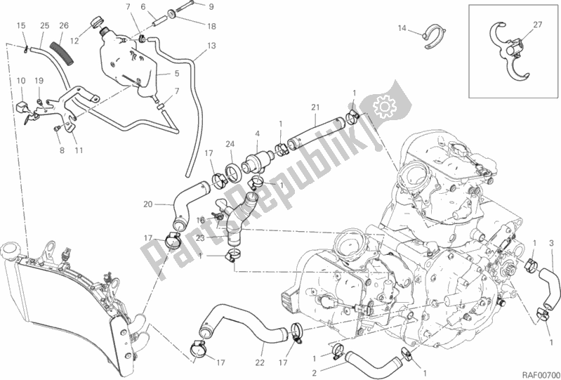 Tutte le parti per il Circuito Di Raffreddamento del Ducati Hypermotard 950 SP USA 2020